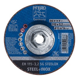 PFERD SG STEELOX Cut-Off Wheel – Type 27, 4-1/2" Diameter, 1/8" Thick, 5/8-11 Thread, Aluminum Oxide, 13300 RPM – High-Performance Cutting Disc (Pack of 25) - Part 63213