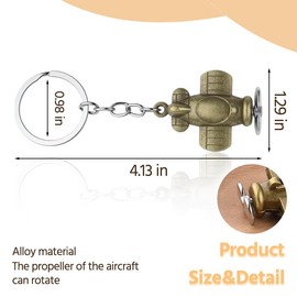 Airplane Propeller Model Keychain Gifts for Pilot Flight Attendant Aircraft Keyring for Dad Birthday gifts for Husband Retro Aeroplane Pilot Keychain for Bag Purse Charm for Men Car Key Chain
