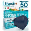 50 x CE-certified FFP3 masks, blue with black rubber bands,