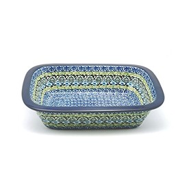 Polish Pottery Baker - Rectangular with Grip Lip - Tranquility