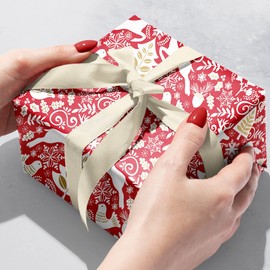 Jillson Roberts Bulk Gift Wrapping Paper, Scandanavian Red, 1/2 Ream 417' x 30"