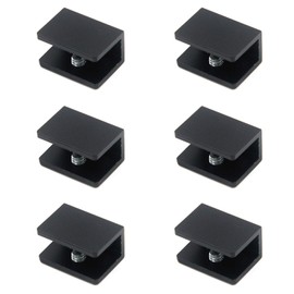 Meprotal 6pcs Aluminum Alloy Glass Shelf Bracket Clips Glass Holder Adjustable Wall Mounted Glass Clamps For 8-10mm Thickness Glass, Black