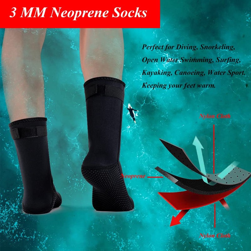 YDQUANI 3 mm Neoprene Wetsuit Socks Thermal Non-Slip Diving Socks