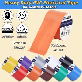 Oleitodh 10 Pack Colored Electrical Tape 2 in x 66 ft Waterproof Electrical Insulating Tape High Temperature Resistance Electric Tape Under 600V Home Outdoor Multipurpose Multicolor Vinyl Tape