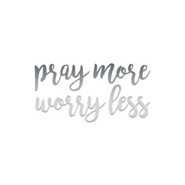 Pray More Worry Less Sticker Vinyl Decal Notebook Car Laptop 5.5" x 2.75" (Silver)