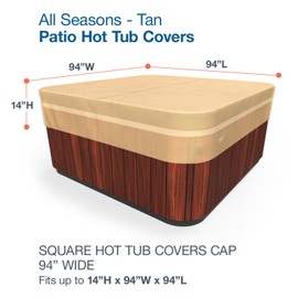Budge P9A17SF1 All Seasons Square Hot Tub Cover Lightweight, UV-Resistant, Large, Tan