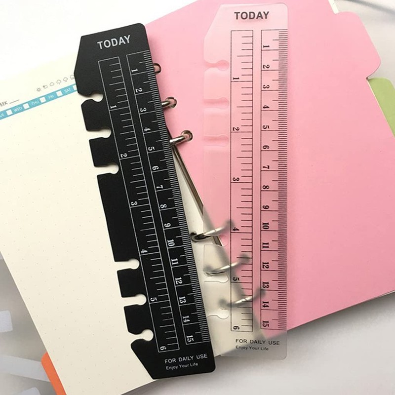 PHILSP 2 Pieces Black/Clear Plastic Page Marker Pouch Pagefinder Measuring