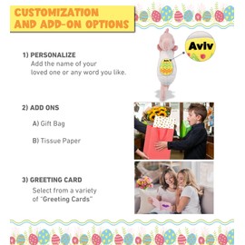 DolliBu Super Soft Rose Seahorse with Yellow Easter Egg Plush and Name Personalization - Cute Stuffed Animals for Easter Basket, Easter Egg Stuffed Animal Spring Toys for Girls, Boy, Baby - 12 Inches