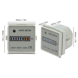 Operating Hour Counter, Mechanical Hour Counter, Integrated Installation, Industrial Timer with Display, 220-240V, 0.3W for Generators