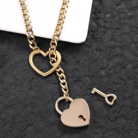 DANSOAN lust chain necklace Punk Rock Cuban Long Necklace Jewelry For Women (gold)