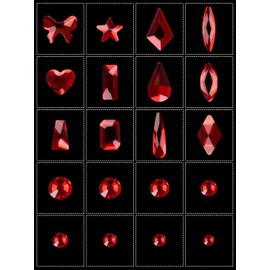 3100Pcs Red Rhinestones for Nails EBANKU Nail Art Rhinestones Kit Red Nail Crystal Rhinestones Mixed Shape with Rhinestone Picker Dotting Pen Tweezers for Christmas DIY Nail Art Craft