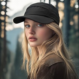 Croogo Quick Dry 5 Panel Hat Baseball Cap UV Waterproof Dad Hat Golf Sunshade Peaked Cap Running Hat for Men Women,Black-GD50