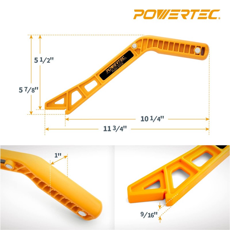 POWERTEC Deluxe Magnetic Push Stick Fits Table Saws, Router Tables,