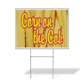 Fastasticdeals Weatherproof Yard Sign Corn on The Cob Restaurant Cafe Bar Yellow Lawn Garden Bistros & CAF S 18x12 Inches 1 Side Print