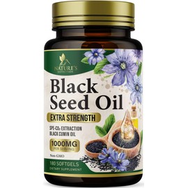 Black Seed Oil Softgels 1000mg - Premium Nigella Sativa Blackseed, Pure Natural Black Cumin Seed Oil & Antioxidant for Skin & Immune Support - Non GMO, Bottled in USA Supplement - 180 Softgels