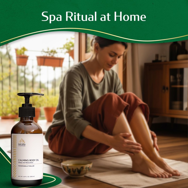 Kerala Ayurveda Calming Body Oil for Relaxation & Sleep, 6.8