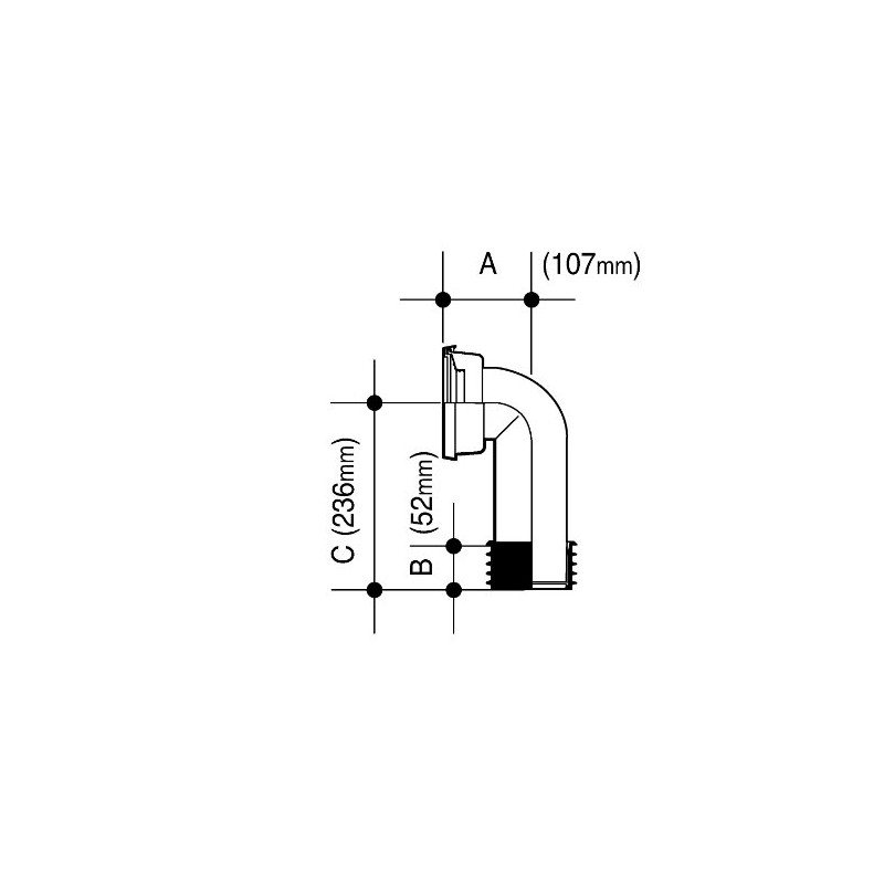 OSMA WC904 Easy-Fit Pan Connector Style 90 deg 4" (Standard