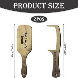 Lotsdonxia 2 Pieces Wooden Bald Man Comb Joke Set, Hairless Gag Gift for Men, Humorous Toothless Prank Brush
