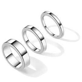 Gold Stacking Rings for Women Stackable Thin Rings Dainty Thumb Pinky Band Rings Chunky Thick Rings for Teen Girls (silver-size 9)