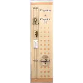 Aoba 550099 Animal Land Sea Otter Chopsticks Rest and Chopsticks Set, 9.1 inches (23 cm), Made in Japan
