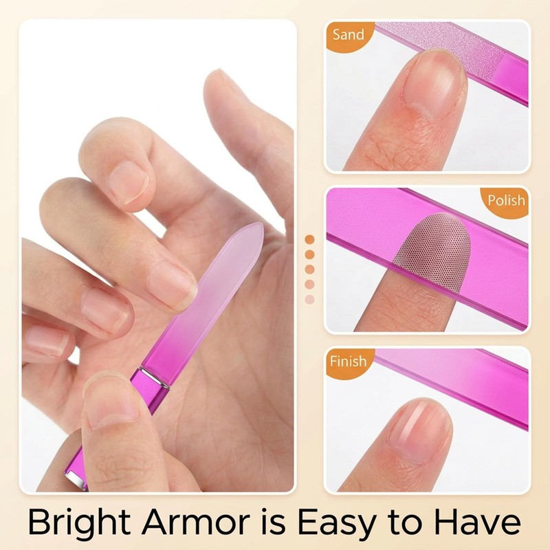 6 Pcs Glass Nail File Polisher Set for Natural Nails,