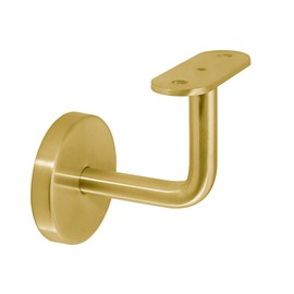 Top Hardware Stainless Steel 304 Grade Wall Mount Staircase Handrail Brackets w/Base Flange Cover for Flat Surface Square Top Railing - 1pc (Satin Gold)