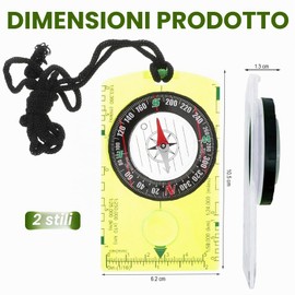 Bangbobi 2 bussole da Esterno, bussole tascabili Impermeabili, multifunzionali per la Navigazione all'aperto, Il Campeggio, l'orienteering e la Sopravvivenza - Verde + Trasparente