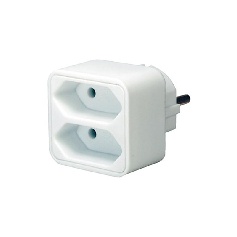 Brennenstuhl Multi-Purpose Socket Adaptor, 2-Way Euro Socket with Childproofing, White