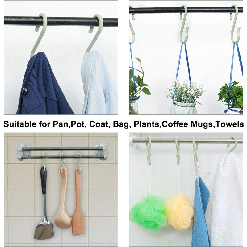 sourcing map S-Shaped Hooks Plastic for Kitchen Bathroom Closet Hanger
