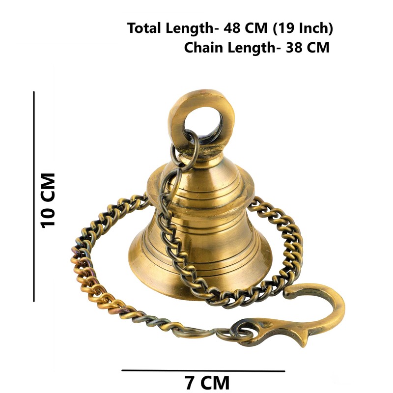 UAPAN Brass Decorative Wall Hanging Bell with Chain & Hook