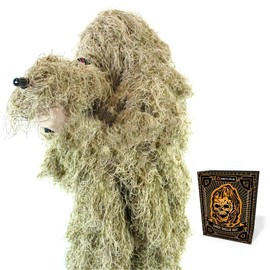 Arcturus Ghost Ghillie Suit: Woodland Camo | Double-Stitched Design with Adjustable Hood and Waist | Camo Hunting Clothes for Men, Military, Sniper, Airsoft and Hunting (Dry Grass, Regular)