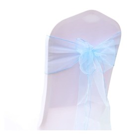 SHTGOI Pack of 10 Organza Chair Sashes Ribbons Chair Cover Tulle Chair Bows Chair Sash for Wedding Birthday Party Reception Banquet Decoration 18 x 275 cm Light Blue