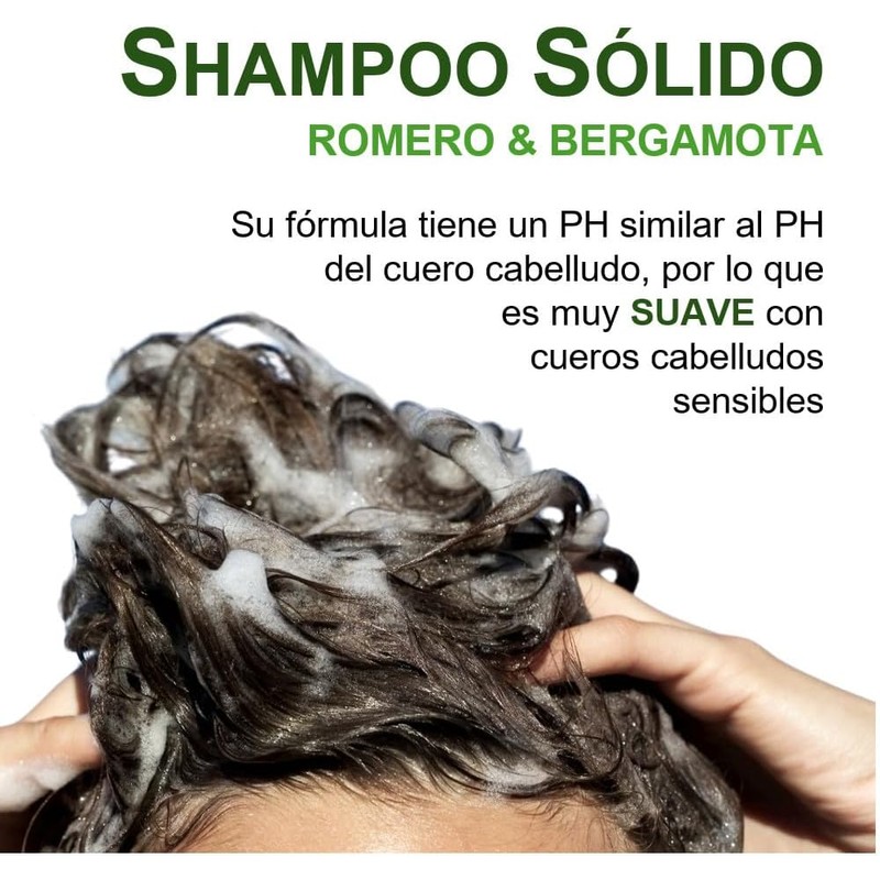 Shampoo Sólido de Romero y Bergamota, Control de Caída,100gr