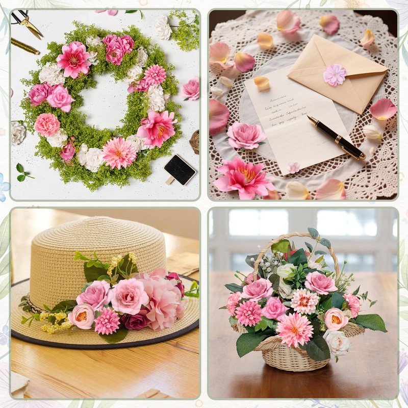 Kesote 50Pcs Artificial Flower Rose Heads Without Stems - Pink
