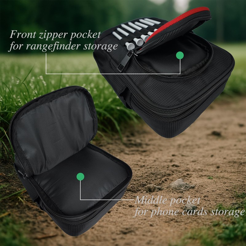 Golf Valuables Bag with 3 Zip Pockets, Golf Ball Organizer