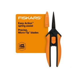 Fiskars 6" Pruning Scissors for Flowers, Buds, Weeds and Small Plants, Garden Snips with Resin Resistant Nonstick Stainless Steel Blades, Gardening Trimmers with Comfortable Handle