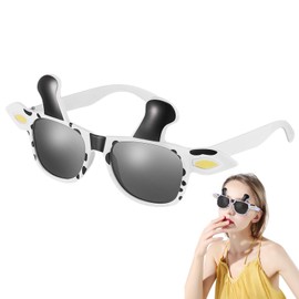 Abaodam Cow Pattern Glasses, Funny Sunglasses, Cow Sunglasses, Party Goods, Fancy Dress Prop, Cosplay, Halloween, PC Material, Lightweight, Comfortable, Fun, Stage Performance, Students, Gift, Animal