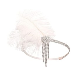 Women Retro Feather Fascinator Wedding Tea Party White