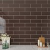 Giorbello Glass Subway Backsplash Tile, 4x4, Classic Brown, Sample Tile