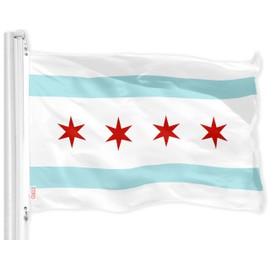 G128 Chicago City Flag | 3x5 Ft | LiteWeave Pro Series Printed 150D Polyester | Indoor/Outdoor, Vibrant Colors, Brass Grommets, Thicker and More Durable Than 100D 75D Polyester