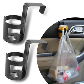 Neferta 2 PCS Car 2.55" x 4.52" Hanging Water Cup Holder, ABS Plastic Portable Seat Armrest Window Ready-to-use Gap Plug-in Drink Holder, Storage Accessories, for Most Cars, Trucks and SUVs (Black)