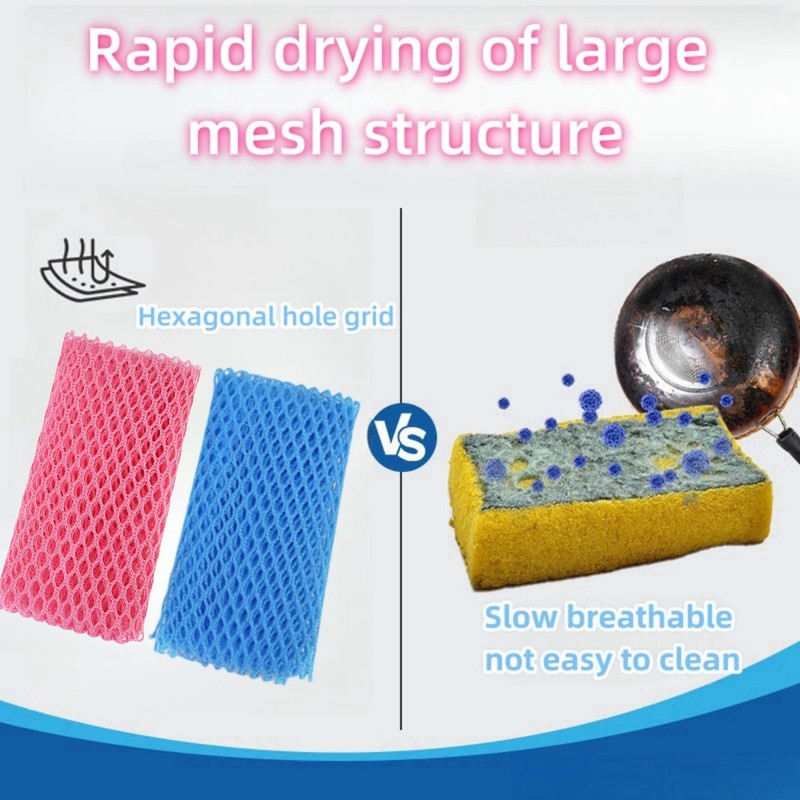 WHTCHSU Heavy Duty Dish Scrubbers, Non-Scratch Scouring Pads - Odorless