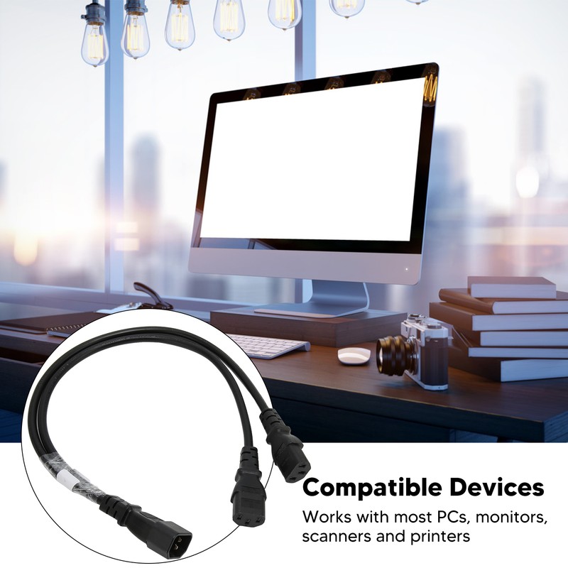 Single C14 to Dual 5 15R C13 Cord Short Power