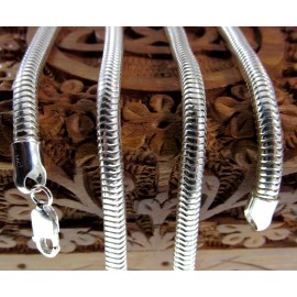 Renegade Jewelry 5MM Solid 925 Sterling Silver Italian ROUND SNAKE Chain Necklace, Made In Italy - 16"