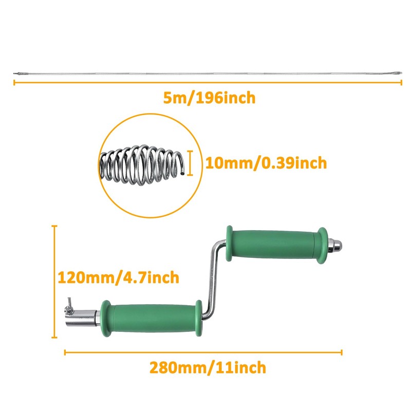 Asaiy Drain Unblocker Tool with Handle, Flexible Plumbing Snake, Professional