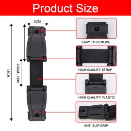 Aohcae Anti Escape Car Seat Strap, 2PCS Car Seat Clip Anti Escape Car Seat Straps Anti Escape Prevent Children and Kids from Taking Their Arms Out of Car Seat High Chairs Strollers (Black)
