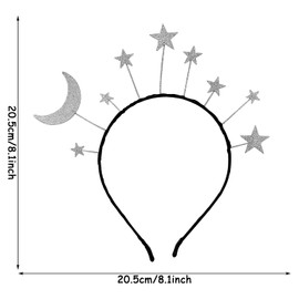 2 PCS Glitter Star Moon Headband,Party Star Moon Headband Hair Bands for Birthday Party Holiday Festival Hair Accessories for Women Girls Adults