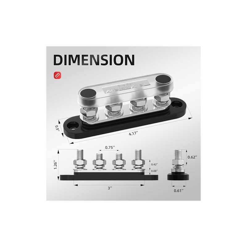 DAIERTEK 12V 150A Mini Power Distribution Block for Marine &