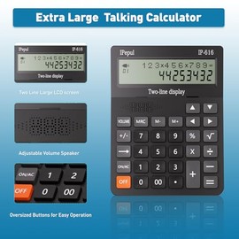 Calculadoras de escritorio, calculadora de escritorio con pantalla grande de 2 líneas, calculadora básica parlante con botón grande y volumen ajustabl