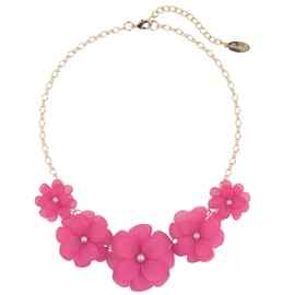 Bocar Newest Acrylic Pendant Collar Flower Statement Choker Necklace for Women（NK-10241-rose）
